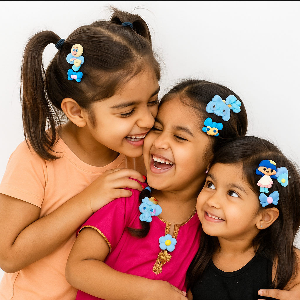 Cute & Adorable Hair Accessories for Girls (Blue) (12pcs)