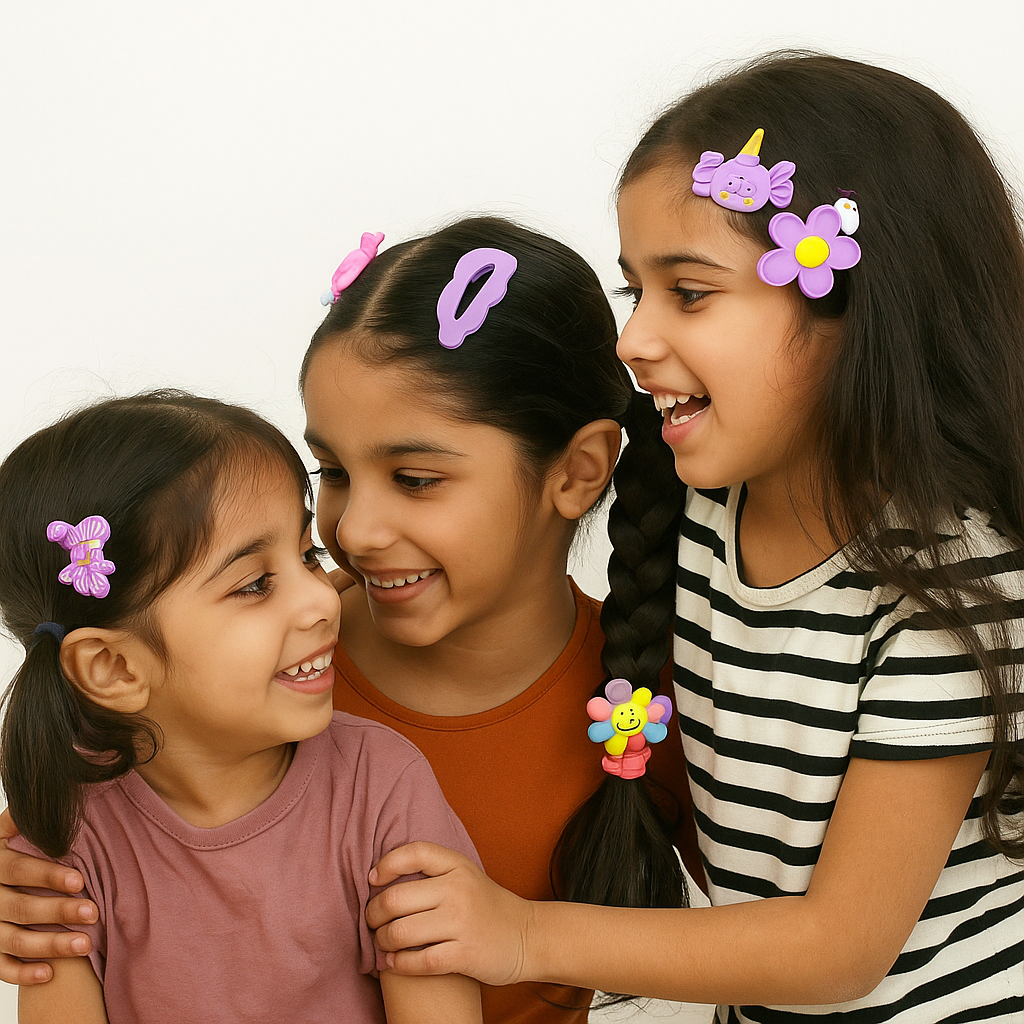 Cute & Adorable Hair Accessories for Girls (Purple) (12Pcs)