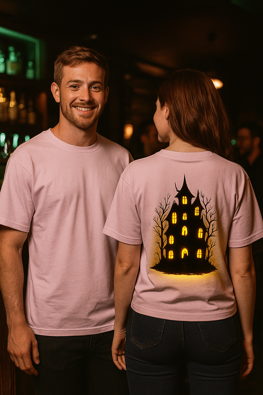 Haunted Glow in the Dark Back-Printed Oversized Tshirt (Unisex)