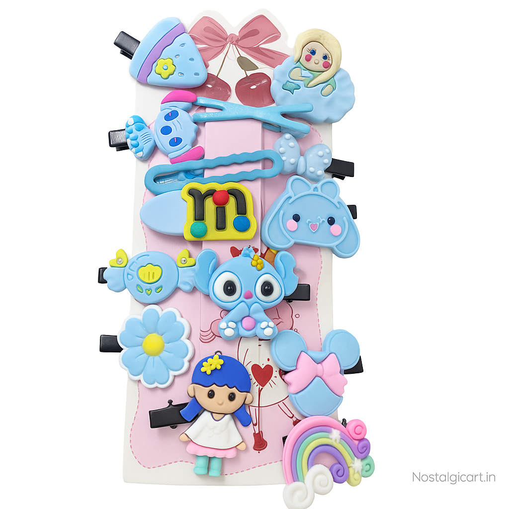 Cute & Adorable Hair Accessories for Girls (Blue) (12pcs)