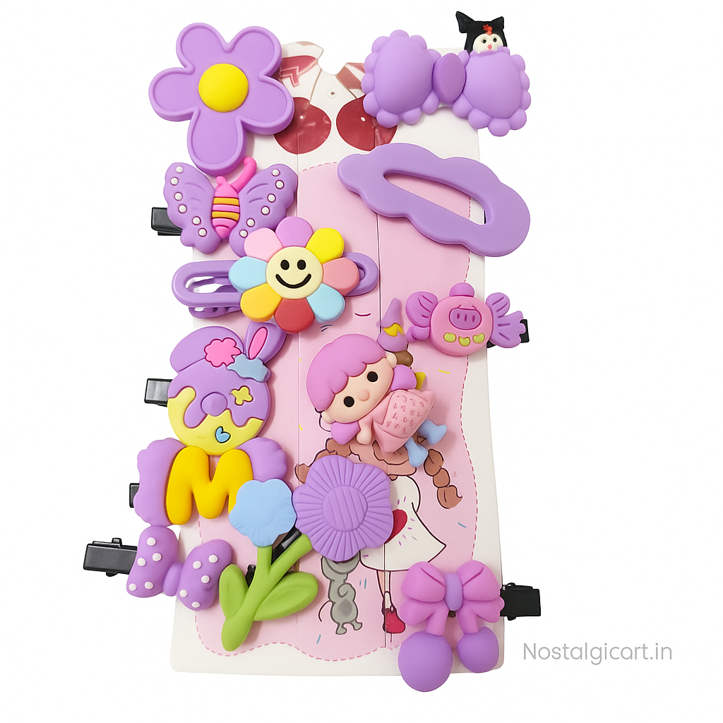 Cute & Adorable Hair Accessories for Girls (Purple) (12Pcs)