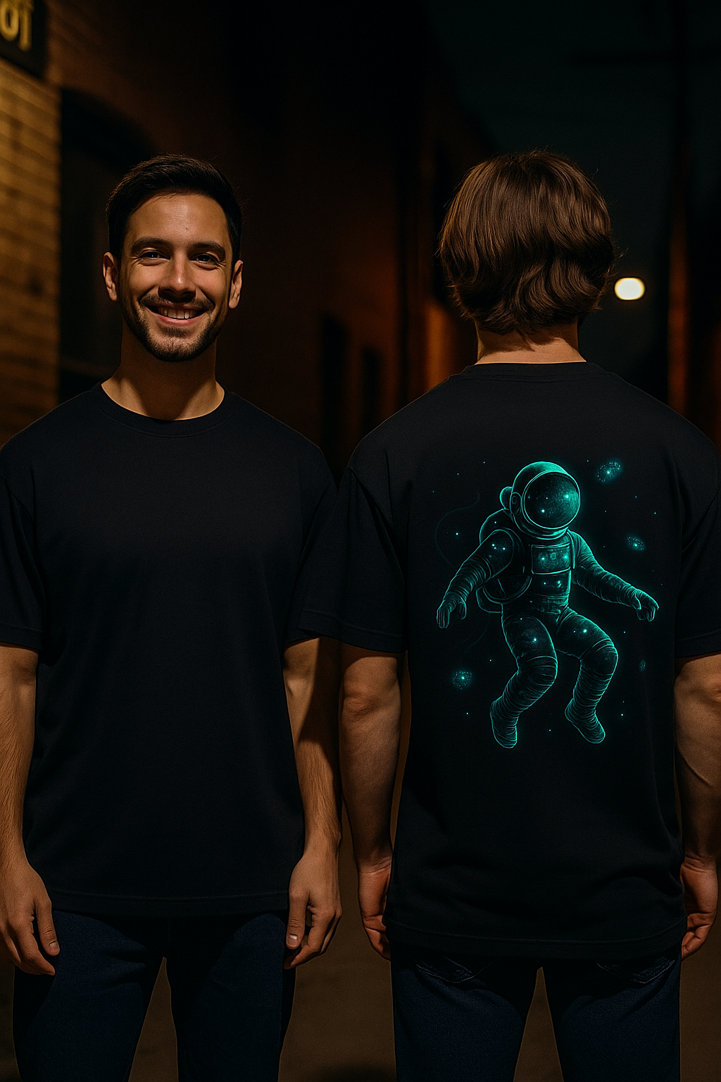 Astronaut Glow in the Dark Back-Printed Oversized Tshirt (Unisex)