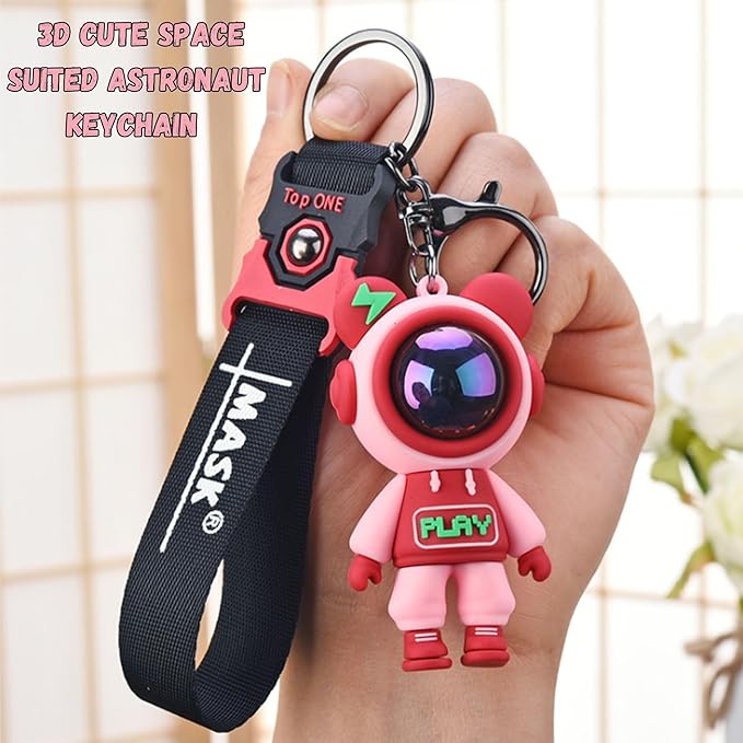 Astronaut 3D Miniature Keyring (Red)