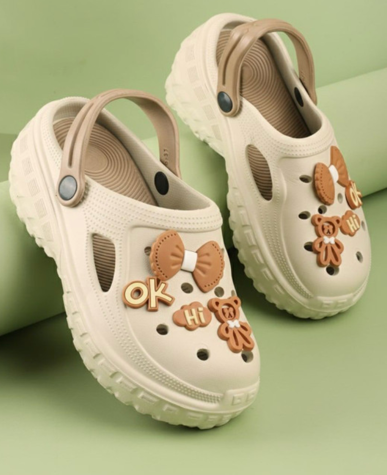 Quirky High Clogs for Women (Cream Brown)