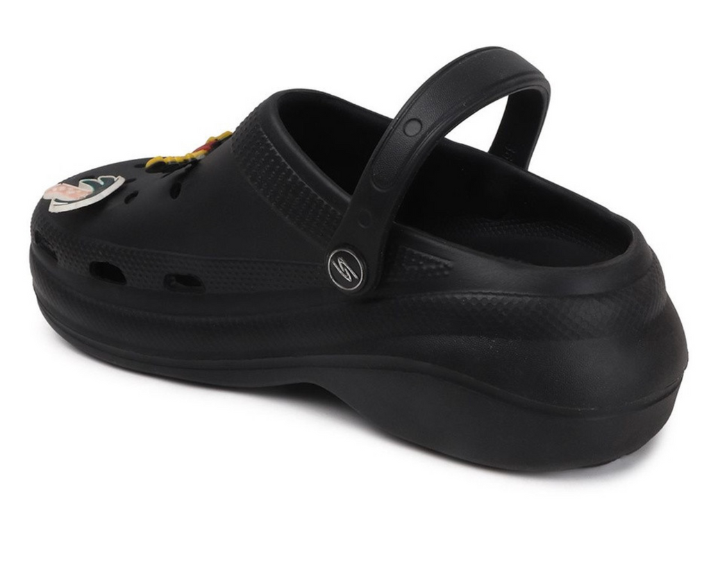 Quirky Height Clogs for Women (Black)