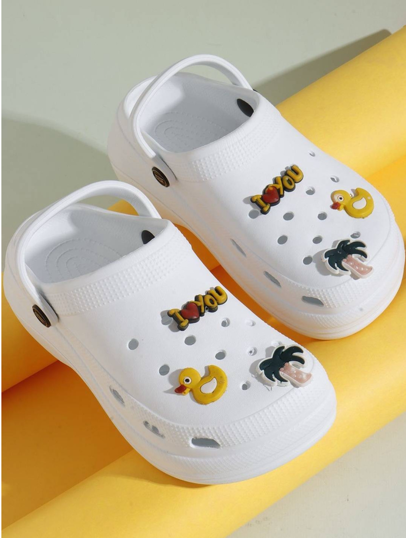 Quirky High Clogs for Women (White)