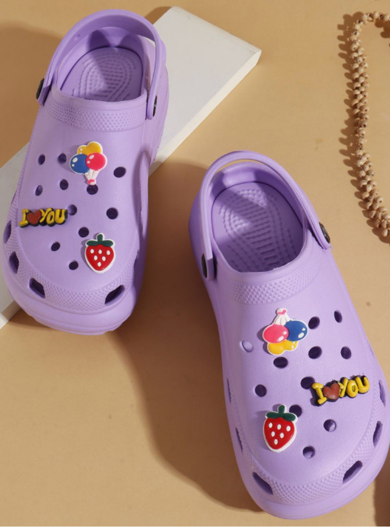 Quirky High Clogs for Women (Purple)