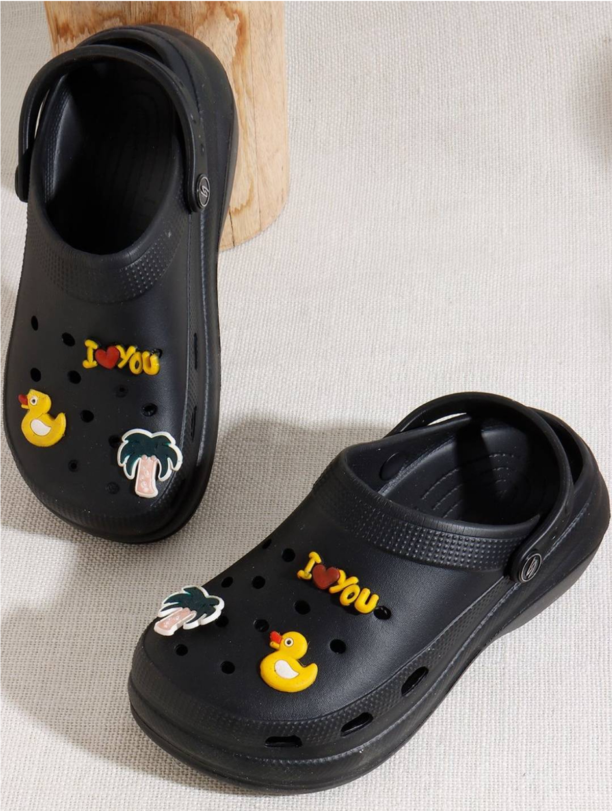 Quirky Height Clogs for Women (Black)