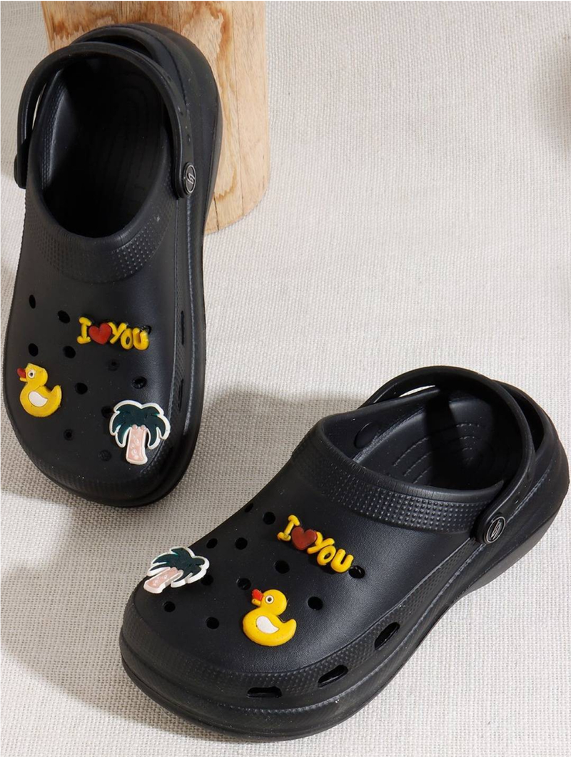 Quirky High Clogs for Women (Black)