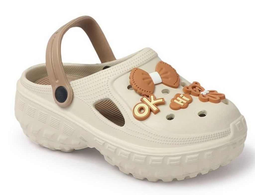 Quirky High Clogs for Women (Cream Brown)