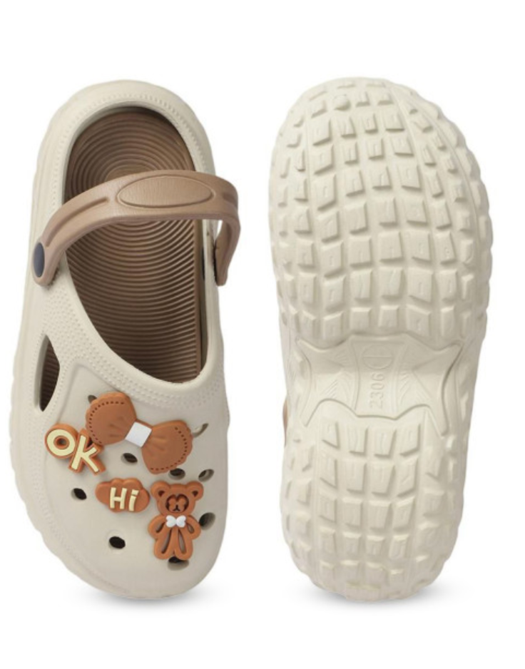 Quirky High Clogs for Women (Cream Brown)